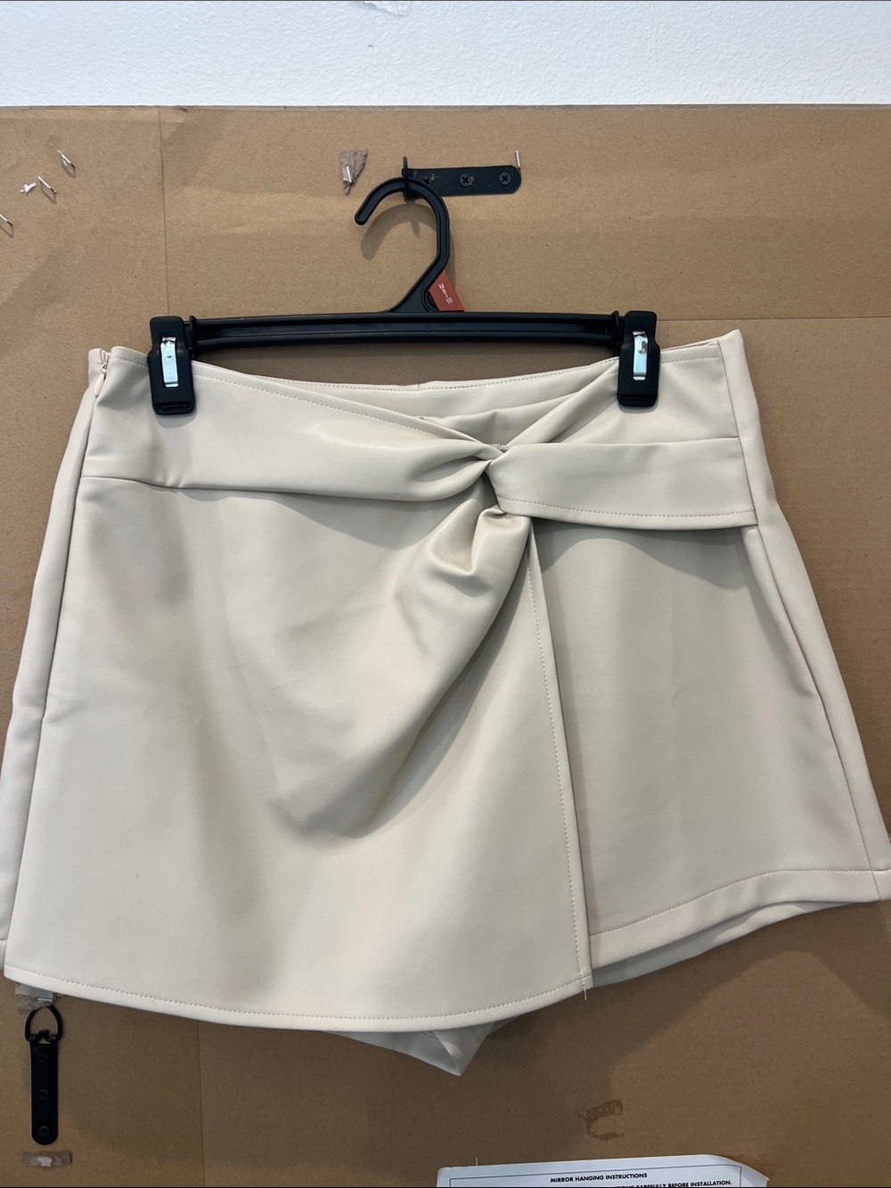 Beige Twist-Front Women's Shorts